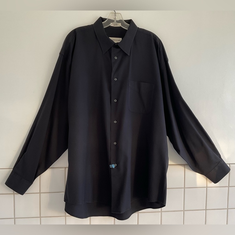 Pronto Uomo Black Men’s 1 Pocket Button Down Shirt  17 1/2. 34/35.
